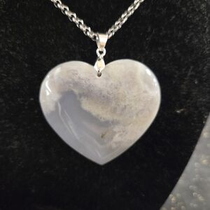 Flower Agate  Heart Pendant Necklace